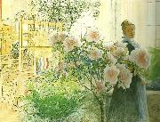 Carl Larsson azalea-karin med azalea painting